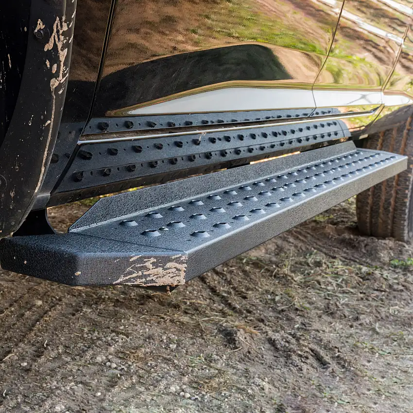 ARIES 2055510 RidgeStep Black Steel 6-1/2 x 53-Inch Truck Running Boards, Select Chevrolet Silverado, GMC Sierra 1500, 2500, 3500 HD