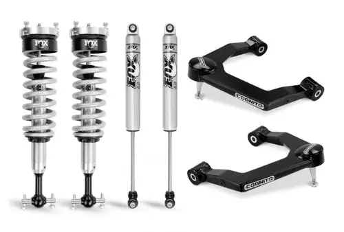 Cognito 1-Inch Performance Uniball Leveling Kit With Fox PS Coilover 2.0 IFP Shocks for 19-22 Silverado Trail Boss/Sierra AT4 1500 4WD 210-P0886