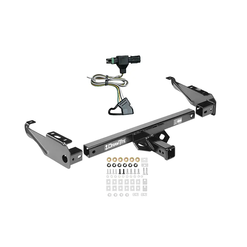 1985-1986 Chevrolet C10 Draw-tite Class 4 Multi-Fit Trailer Hitch, 2 Inch Square Receiver Bundle w/ Plug-n-Play T-One Wiring Harness