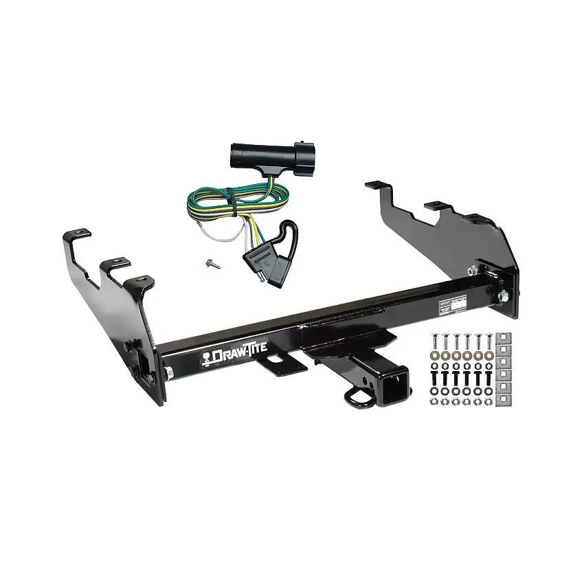 1980-1986 Ford F-350 w/Deep Drop Bumper, Except w/Custom Fascia Draw-tite Class 3 Trailer Hitch, 2 Inch Square Receiver Bundle w/ Plug-n-Play T-One Wiring Harness