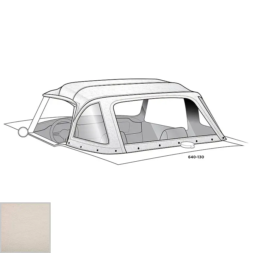 Robbins Convertible Top, White, Crush Grain Vinyl, No Reflective Strips, Fixed Window, TR250, TR6