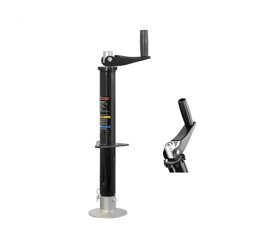 CURT Pipe-Mount Swivel Jack with Top Handle (5,000 lbs, 15" Travel) Trailer Jack