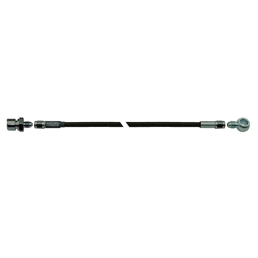 16" Stainless Braided Hose Black Housing With 7/16" Banjo To 3/8-24" Female