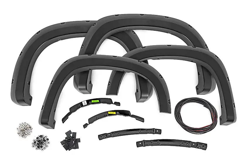 Rough Country Pocket Fender Flares G9K Satin Steel For 22-24 Chevy Silverado 1500 2WD/4WD F-C12211-G9K