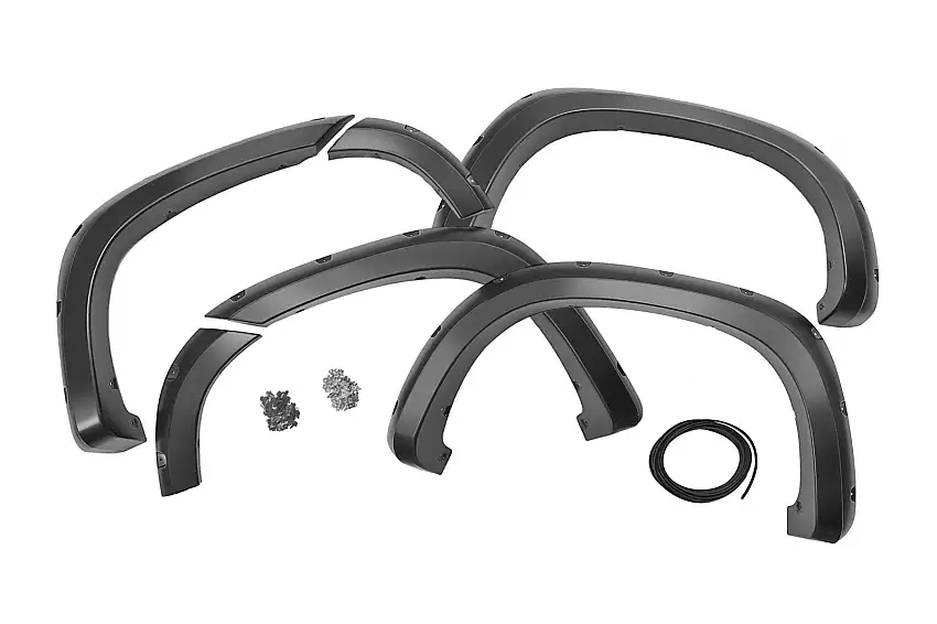 Rough Country Pocket Fender Flares G9K Satin Steel For 19-21 Chevy Silverado 1500 2WD/4WD F-C11911A-G9K