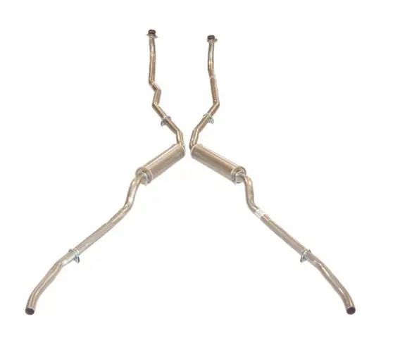 EXHAUST SYSTEM-ALUMINIZED-ROUND MUFFLER-NO CROSSOVER-3 BOLT MANIFOLD-56-58 (#E19977)