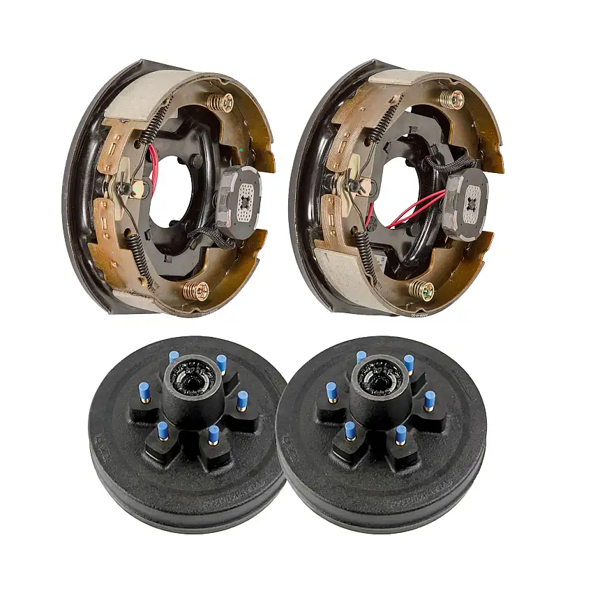 Lippert 4,400 lb, 10" RV Brake Kit – 2 Brake Drum Hubs (6 on 5.5", 1/2" Stud) with 1 Driver & 1 Passenger Electric Trailer Brake (10" x 2-1/4