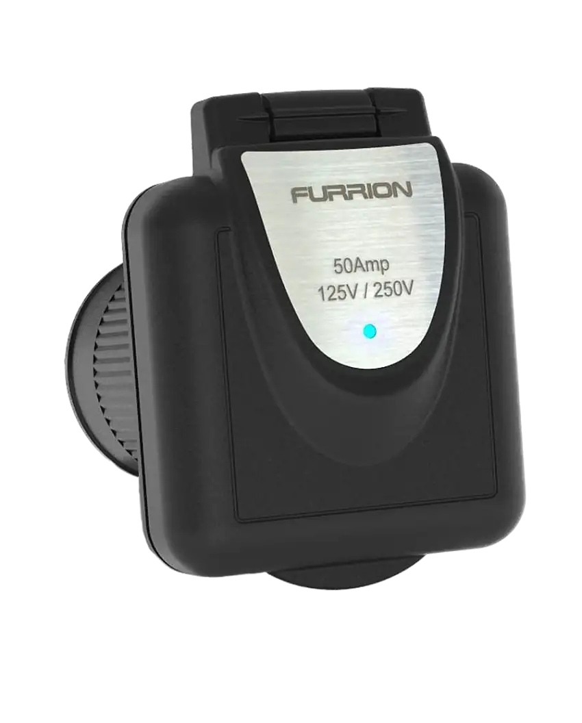 Furrion 50A 125/250V LED Square Inlet - Black #F52INS-BS-AM