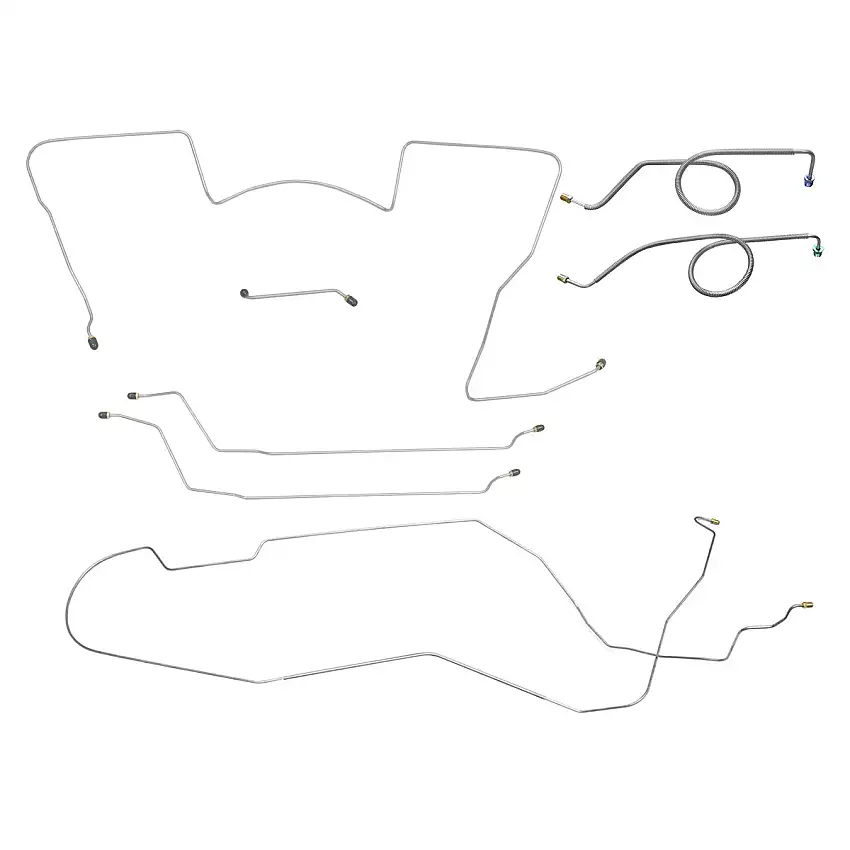 1965 Pontiac GTO Tempest LeMans Complete Power Disc Brake Conversion Line Kit 7pc, HDT, (Block in Stock Location), Stainless